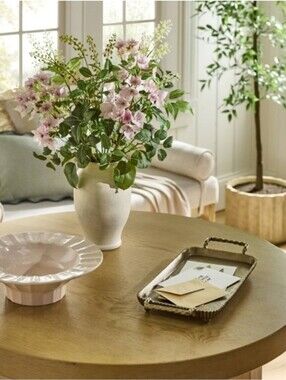 Studio McGee Peach Ceramic Scalloped Serving Bowl
